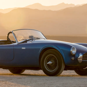 A 1962 blue Shelby Cobra. Chassis number CSX2000, the first Shelby Cobra ever built and personally owned by Carroll Shelby.