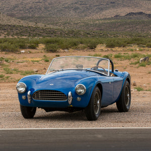A 1962 blue Shelby Cobra. Chassis number CSX2000, the first Shelby Cobra ever built and personally owned by Carroll Shelby.